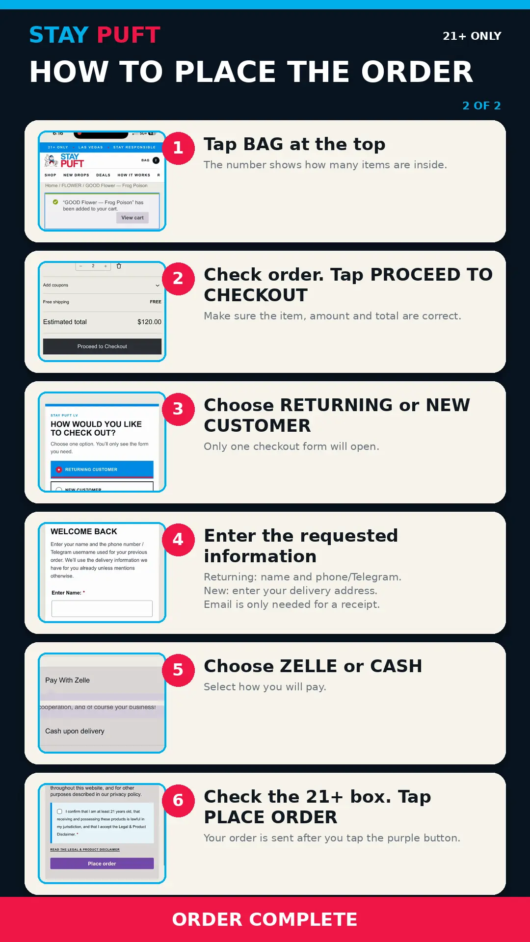 Reviewing the shopping bag and proceeding to checkout