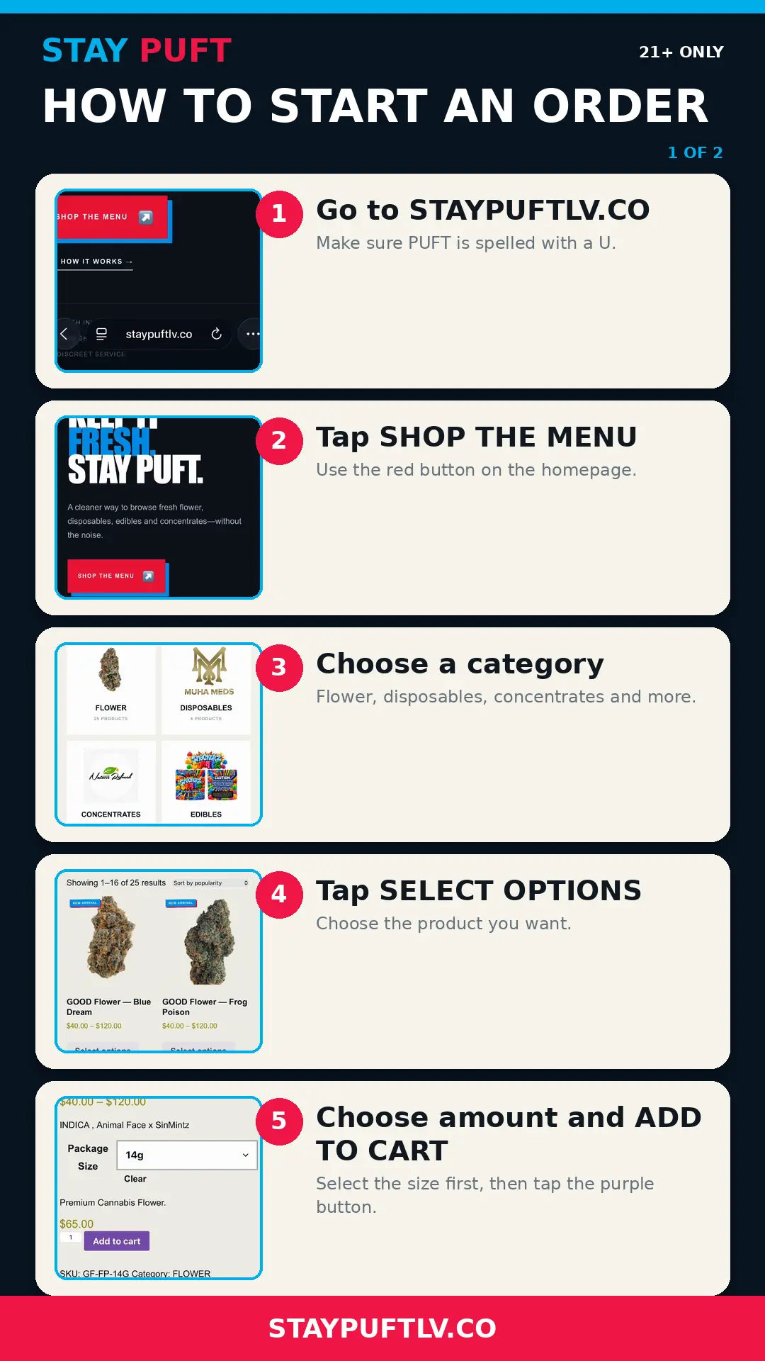 Selecting a product and adding it to the bag